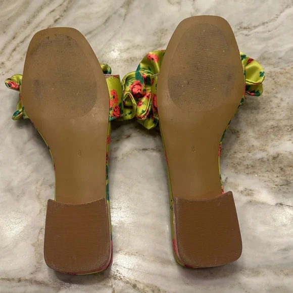 Betsey Johnson Ruffle Heels - Lime Green and Pink Floral - Picture 4 of 6